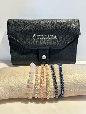 Bundle Of 6 Tocara Beaded Bracelets + Travel Pouch